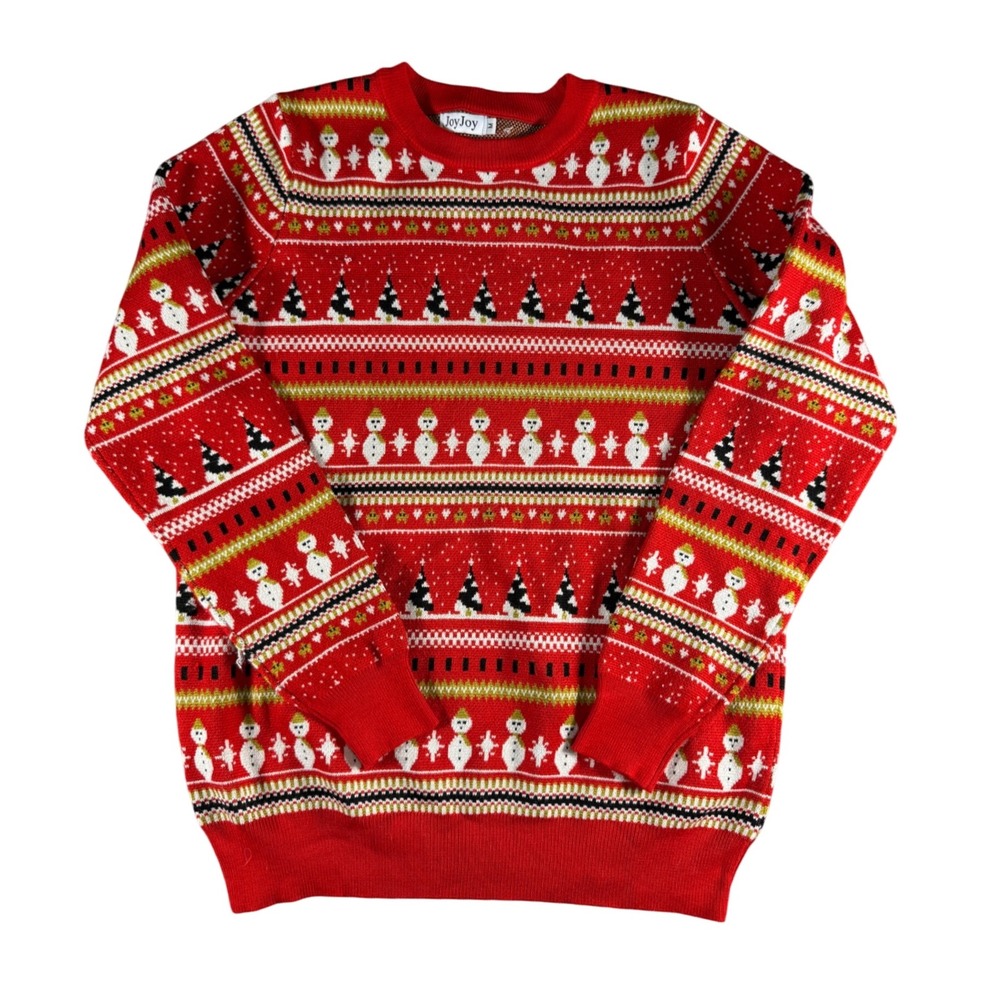 JoyJoy Red Snowman Christmas Holiday Sweater‎ Women Size M Vintage